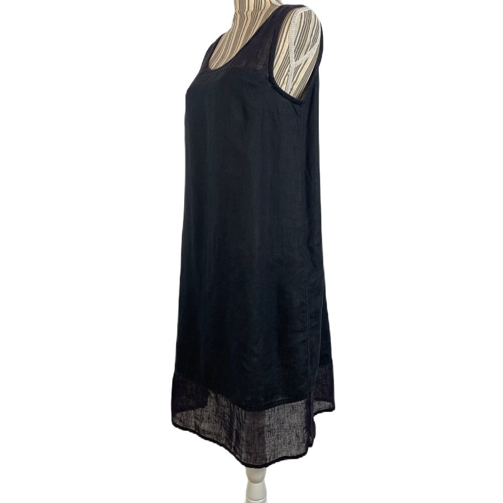 Flax Black Sleeveless Linen Pullover Shift Dress Size Small - Picture 2 of 12